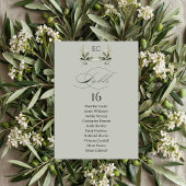 Sage Green Olive Branch Monogram Table Number Einladung