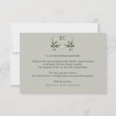 Sage Green Olive Branch Monogram Wedding Dankeskarte (Rückseite)