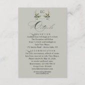 Sage Green Olive Branch Monogram Wedding Details Begleitkarte (Vorderseite)