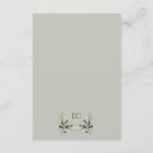 Sage Green Olive Branch Monogram Wedding Details  Begleitkarte (Rückseite)
