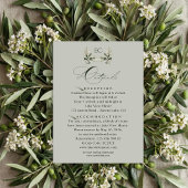 Sage Green Olive Branch Monogram Wedding Details  Begleitkarte
