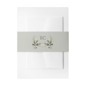 Sage Green Olive Branch Monogram Wedding Einladungsbanderole (Vorderseite Beispiel)