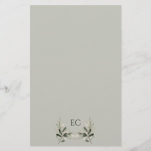 Sage Green Olive Branch Monogram Wedding Menu (Rückseite)