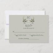 Sage Green Olive Branch Monogram Wedding RSVP Karte (Vorderseite)