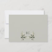 Sage Green Olive Branch Monogram Wedding RSVP Karte (Rückseite)