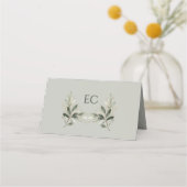 Sage Green Olive Branch Monogram Wedding Table Platzkarte (Rückseite)