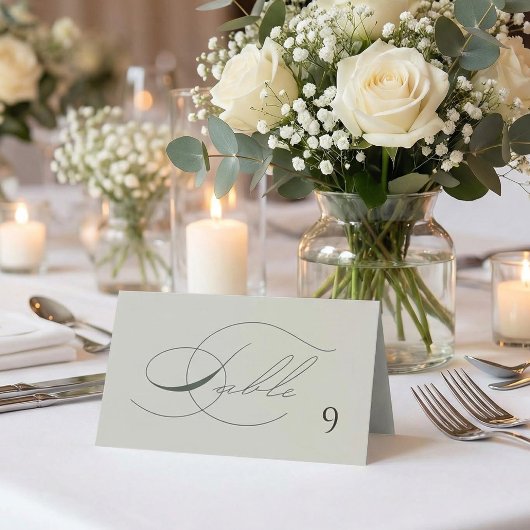 Sage Green Olive Branch Monogram Wedding Table Platzkarte