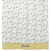 Sage Green Olive Branch Pattern Monogram Duschvorhang (Vorderseite)