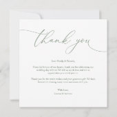 Sage Green Olive Green Moderne Minimalistisch Dank Dankeskarte (Rückseite)