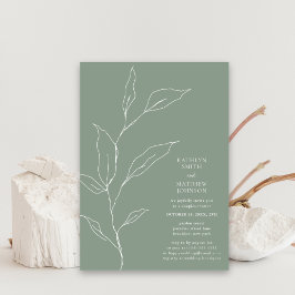 Sage Green Olive Leaf Branch Couples Dusche Einladung
