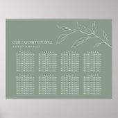 Sage Green Olive Leaf Hochzeit 8 Tisch Sitzplätze Poster (Vorne)