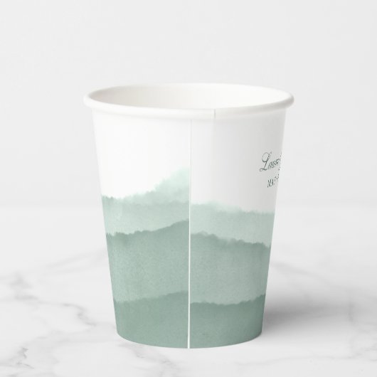 Sage Green Ombre Watercolor Wedding | Dusche Pappbecher (Rechts)
