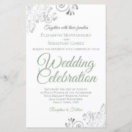 Sage Green on White BUDGET Hochzeit einladen große