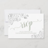 Sage Green on White Elegant Calligraphy Wedding RSVP Karte (Vorderseite)