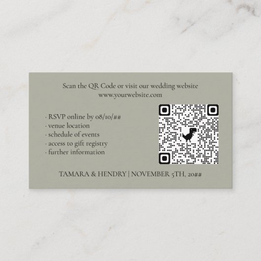 Sage Green Online UAWG QR Code Hochzeit Begleitkarte (Vorderseite)