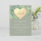 Sage Green Online Wedding Einladung (Stehend Vorderseite)