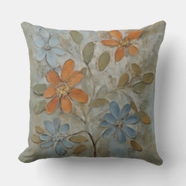 Sage Green Orange Blue Floral Kissen