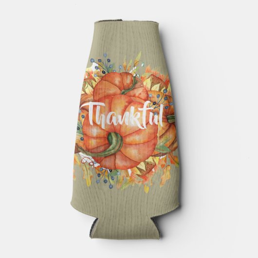 Sage Green & Orange Pumpkin Bounty Erntedank Flaschenkühler (Vorderseite)