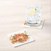 Sage Green & Orange Pumpkin Bounty Erntedank Rechteckiger Pappuntersetzer (Vor Ort)