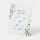 Sage Green Organic Greenery Wedding Bar Menu Sockelschild (Vorderseite)