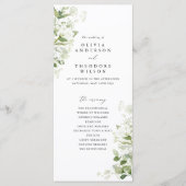 Sage Green Organic Greenery Wedding Ceremony Programm (Vorderseite)