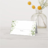 Sage Green Organic Greenery Wedding Place Card Platzkarte (Vorderseite)