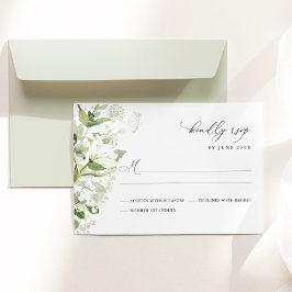 Sage Green Organic Greenery Wedding RSVP Karte