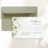 Sage Green Organic Greenery Wedding RSVP Karte