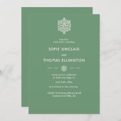 Sage Green Ornament Hochzeit Einladung (Vorne/Hinten)