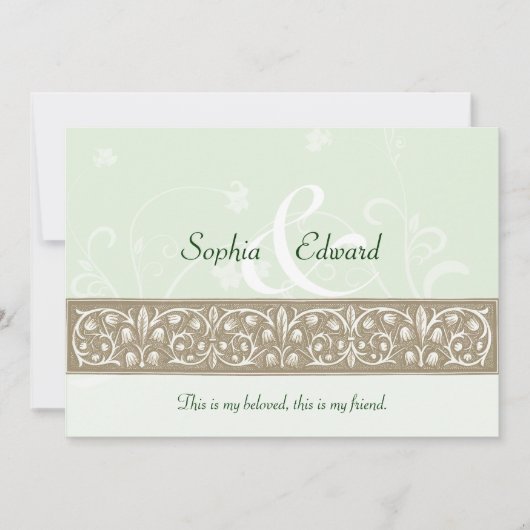 Sage Green Ornamental Frieze Wedding Einladung (Vorderseite)