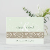 Sage Green Ornamental Frieze Wedding Einladung (Stehend Vorderseite)