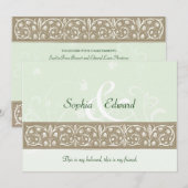 Sage Green Ornamental Frieze Wedding Einladung (Vorne/Hinten)
