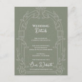 Sage Green Ornate Arch Botanical Wedding Details Begleitkarte (Vorderseite)