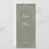 Sage Green Ornate Arch Botanical Wedding Program  Einladung (Vorderseite)