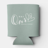Sage Green Our Hearts Wedding / Jubiläum Dosenkühler (Rückseite)
