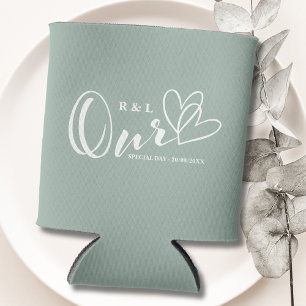 Sage Green Our Hearts Wedding / Jubiläum Dosenkühler