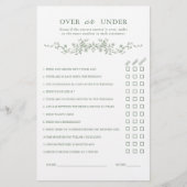 Sage Green "Over or Under" Brautparty Game (Vorderseite)