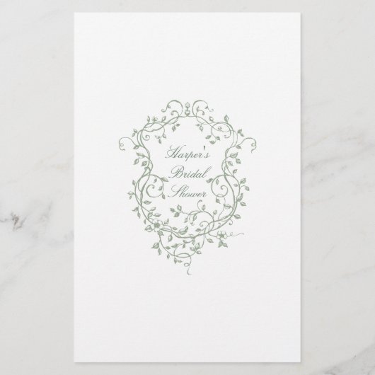 Sage Green "Over or Under" Brautparty Game (Rückseite)