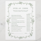 Sage Green "Over or Under" Brautparty Game (Vorderseite)