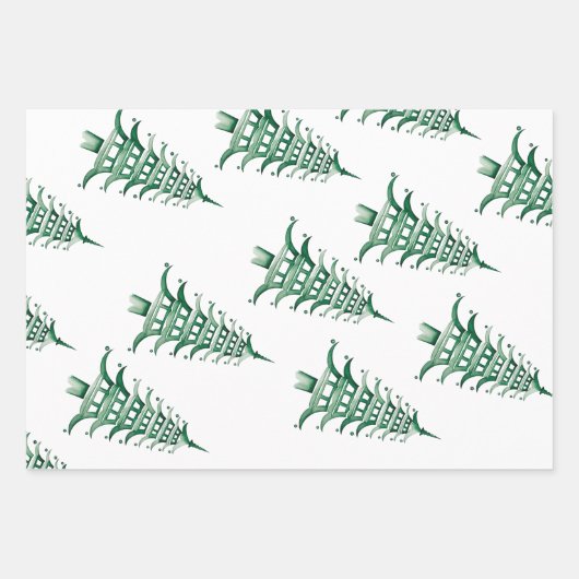 Sage Green Pagode Geschenkpapier Set (Vorderseite 2)