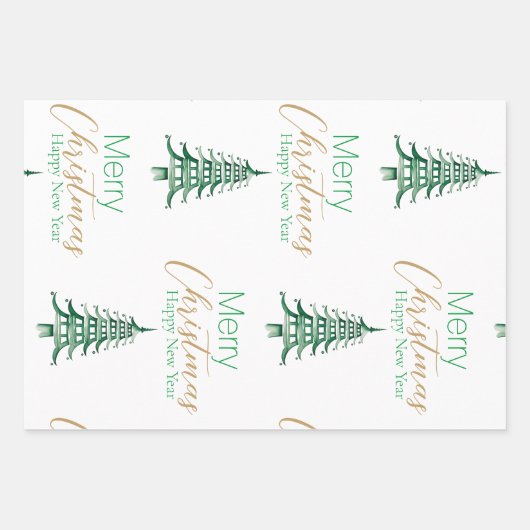 Sage Green Pagode Geschenkpapier Set (Vorderseite)