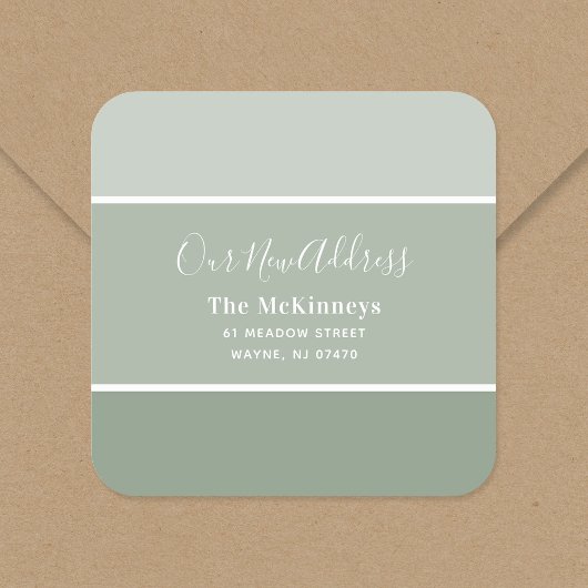 Sage Green Paint Swatch New Address Quadratischer Aufkleber