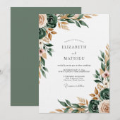 Sage Green Painterly Flourish Wedding Einladung (Vorne/Hinten)