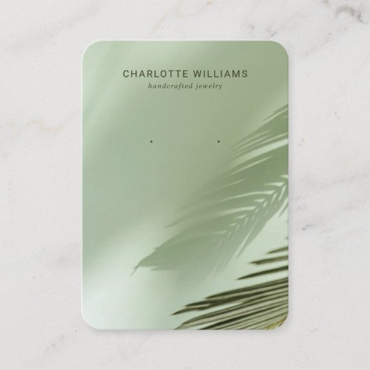 Sage Green Palm Shadow Juwelier Card Visitenkarte (Vorderseite)