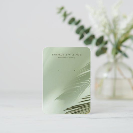 Sage Green Palm Shadow Juwelier Card Visitenkarte (Stehend Vorderseite)