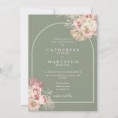 Sage Green Pampas Grass Boho Arch Floral Einladung (Vorderseite)
