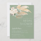 Sage Green Pampas Grass Boho Brautparty Einladung (Vorderseite)