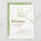Sage Green Pampas Grass Modern Birthday Party Einladung (Vorne/Hinten)
