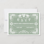 Sage green papel picado liebt Vögel Blume Hochzeit RSVP Karte (Vorderseite)