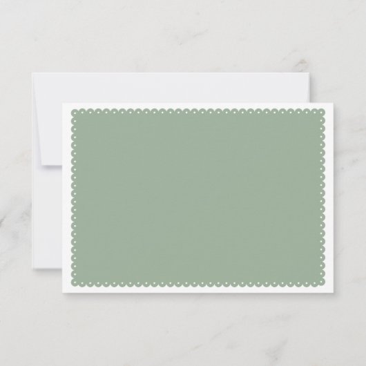 Sage green papel picado liebt Vögel Blume Hochzeit RSVP Karte (Rückseite)